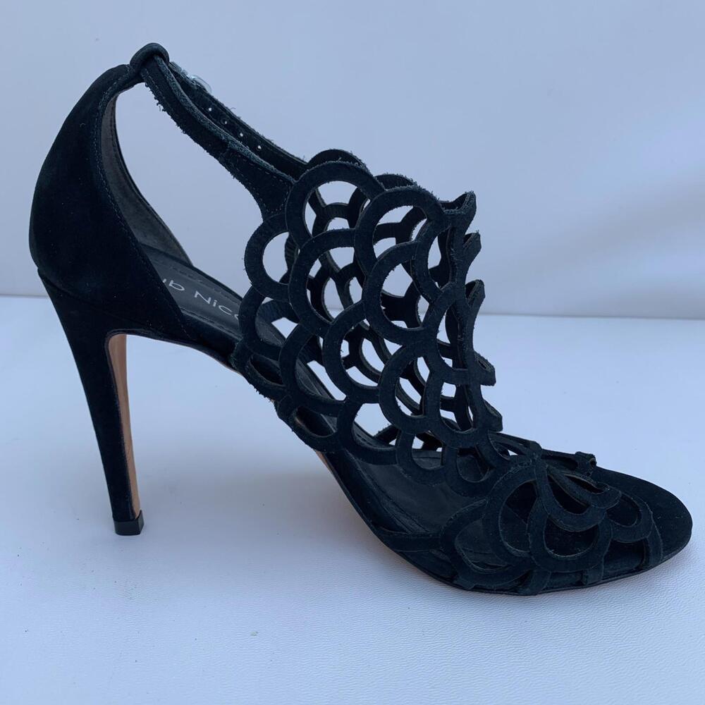 Klub Nico Black Lace Up Open Toe Sandals Womens Size 8 M - Picture 6 of 9